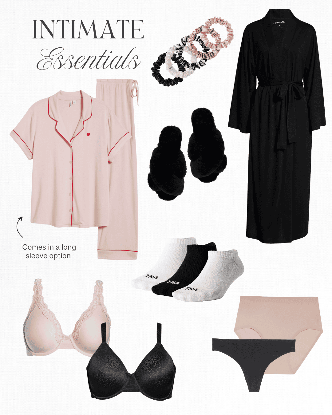 Intimate essentials - cozy pajamas, everyday bras and panties, and the best socks!