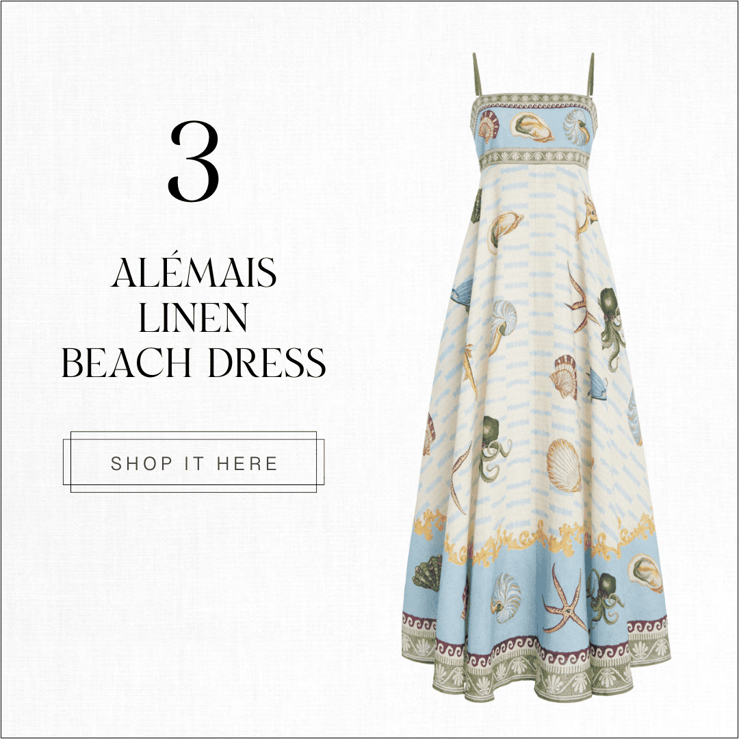Alemais linen beach dress, vacation dress, resortwear