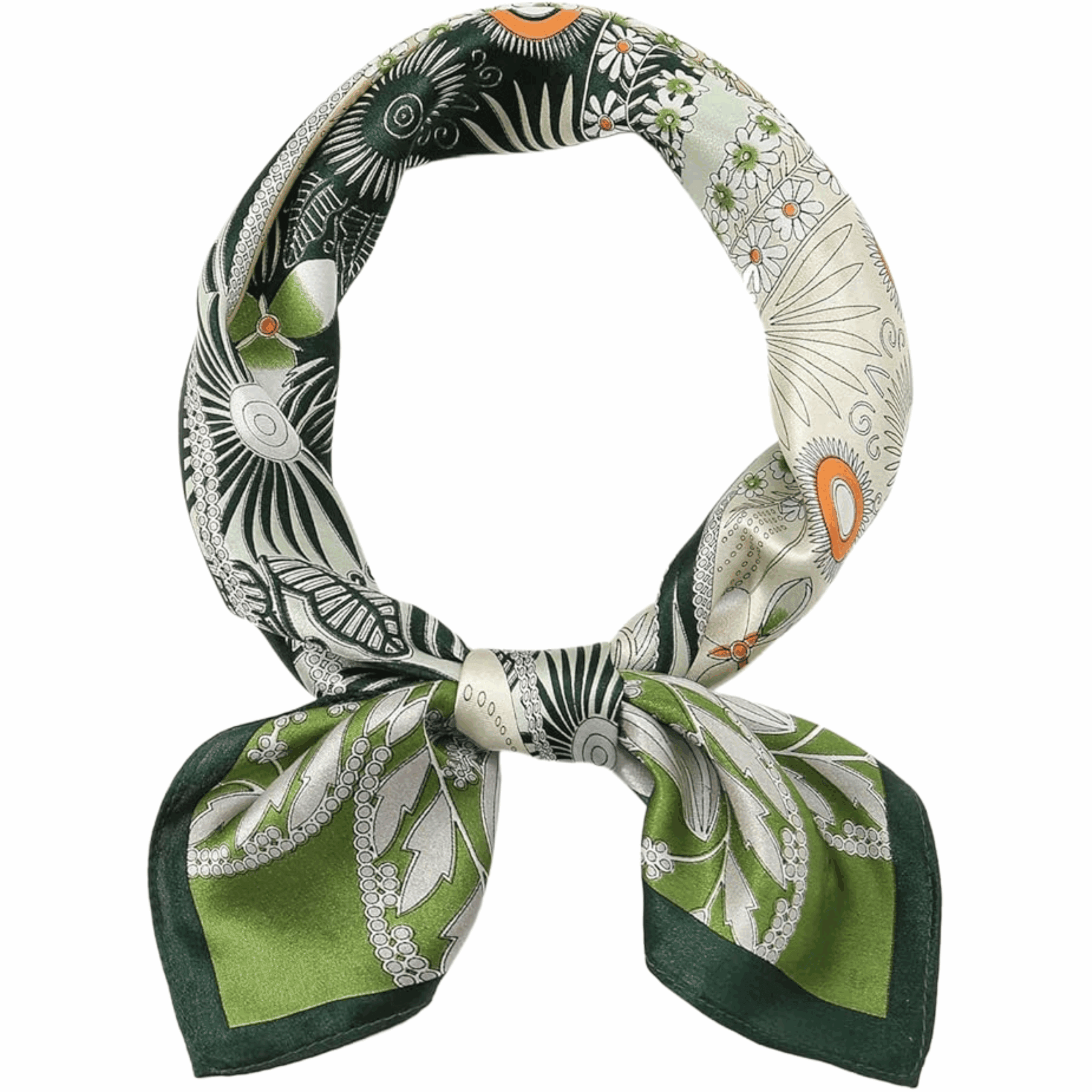 Amazon green printed satin scarf