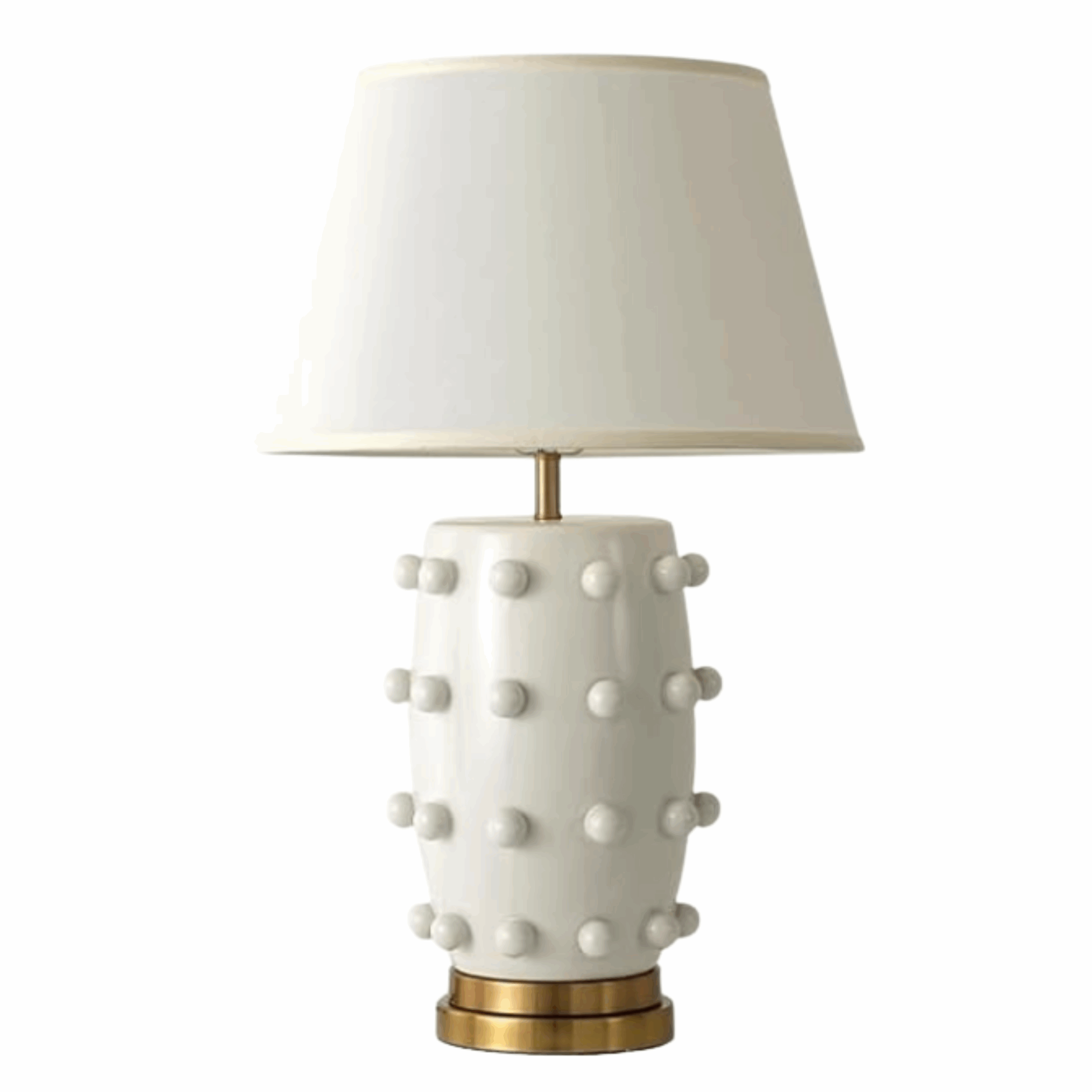 White lamp with ceramic ball detail and gold accents