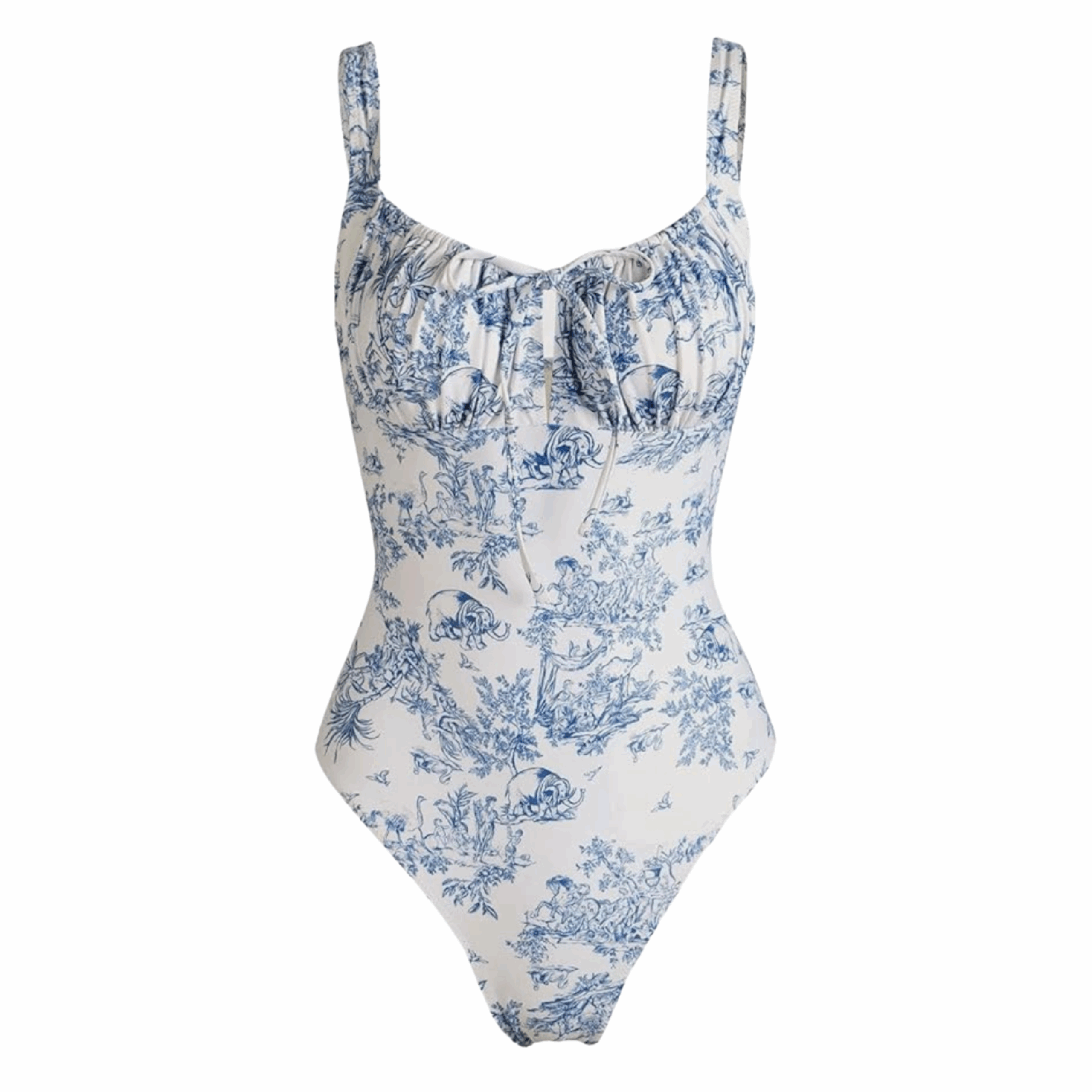 Burlook blue and white toile one piece swimsuit for women