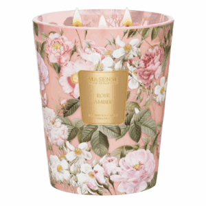 M&sense rose amber candle pink with flowers