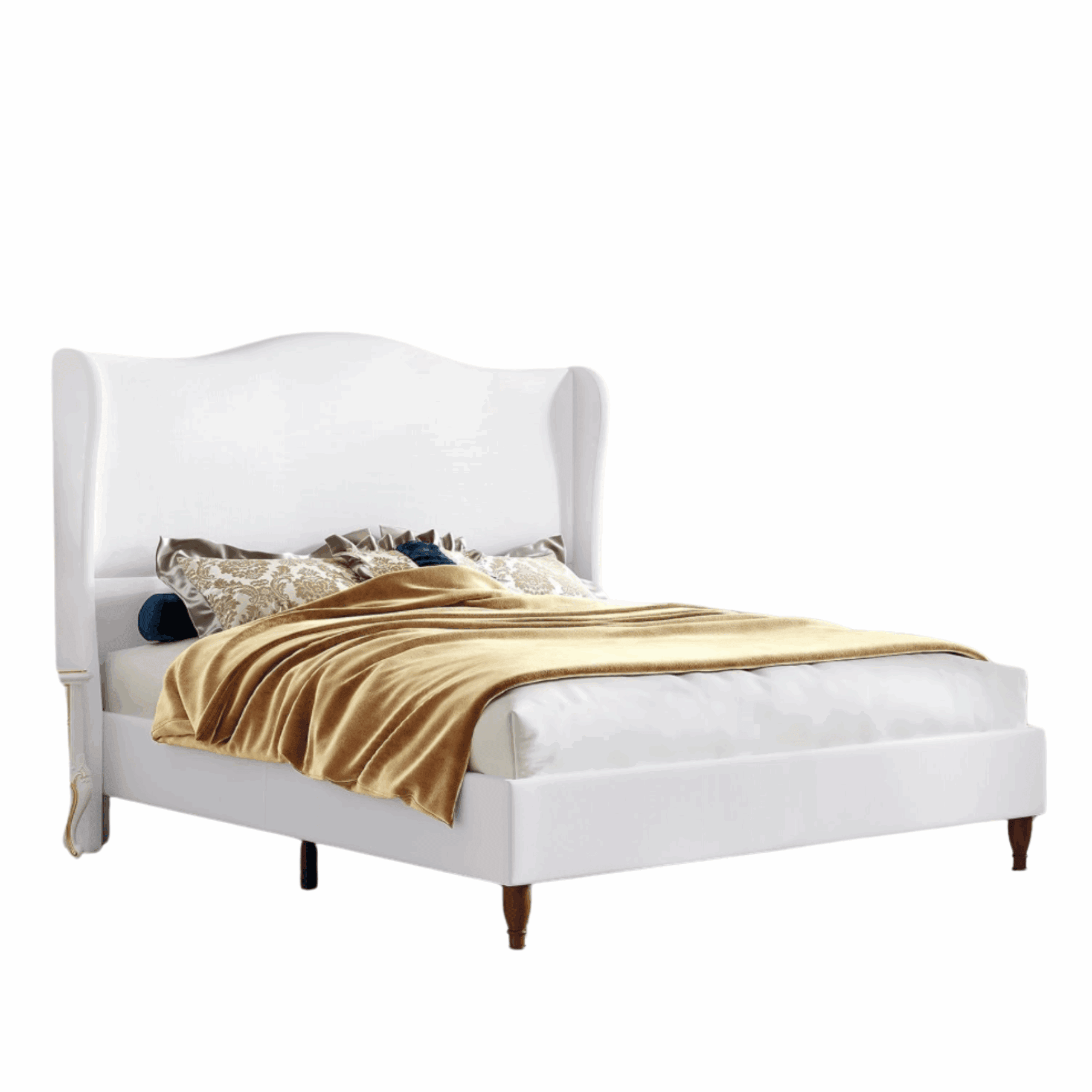 white upholstered king size bed frame