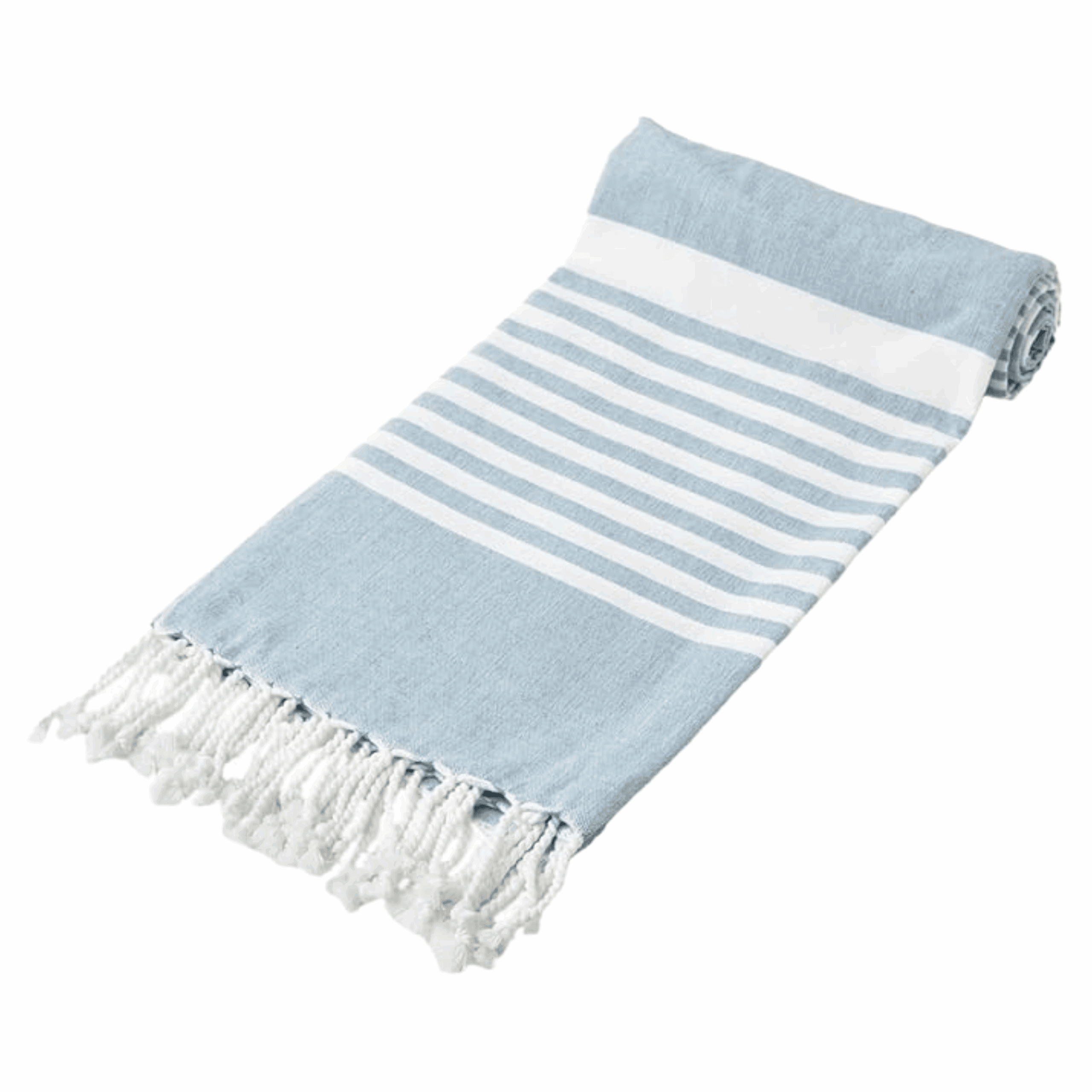 Light blue and white stripe beach towel