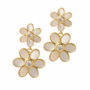 Gold pearl flower earrings